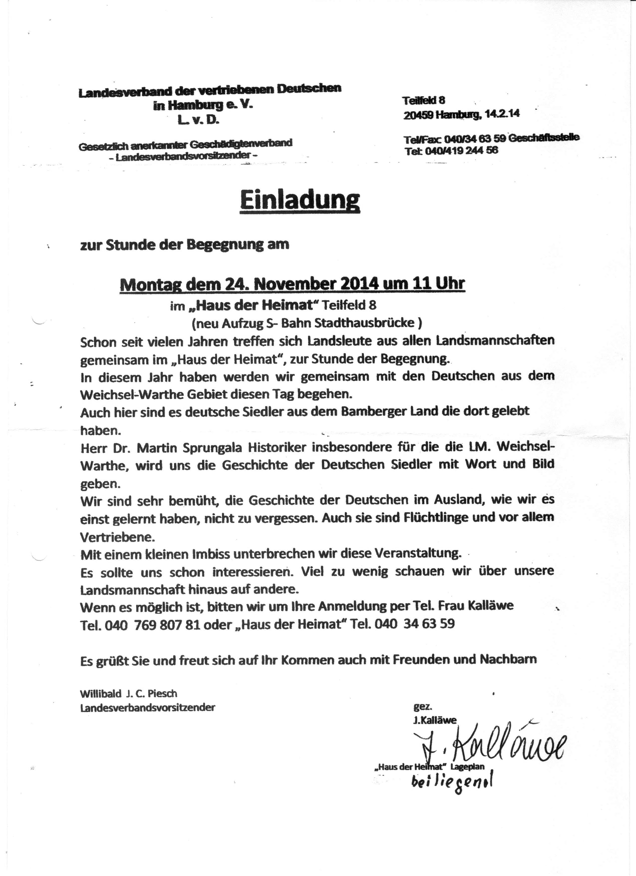 Einladung Stunde der Begegnung 2014